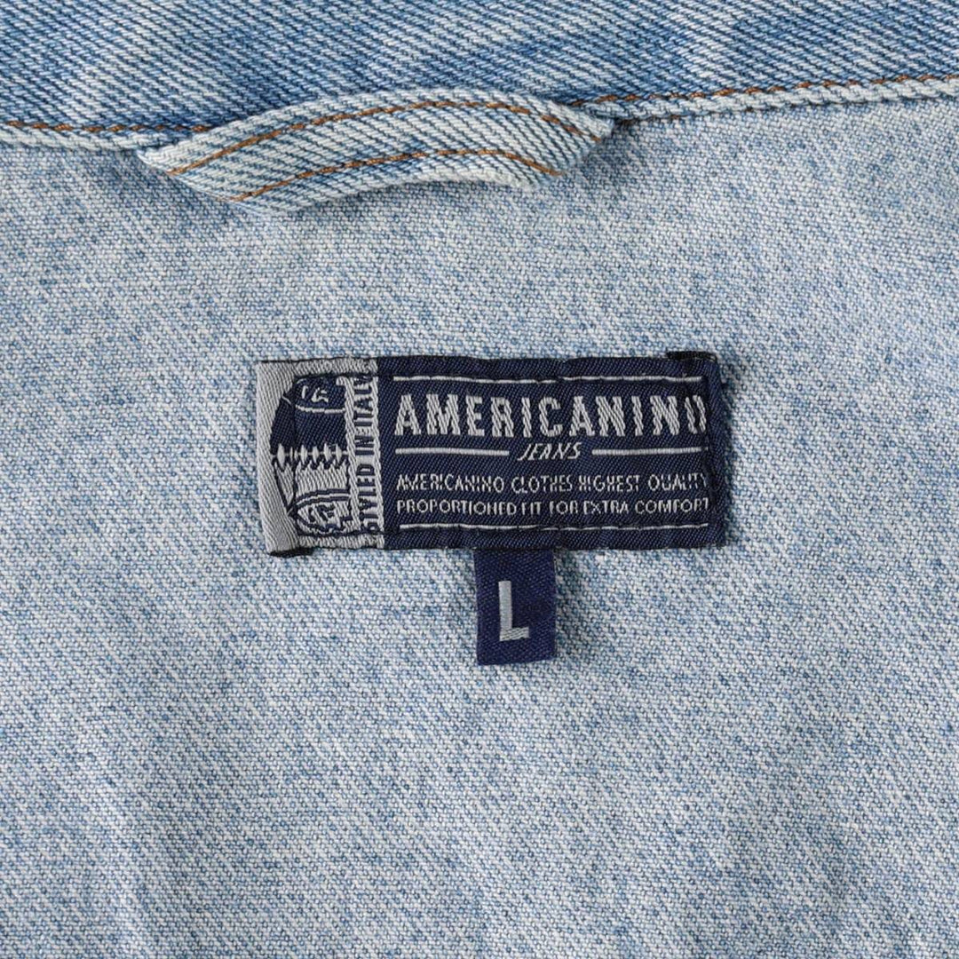 AMERICANINO Denim Jacket (Women's Size L) cotton blue type Vintage Second Hand