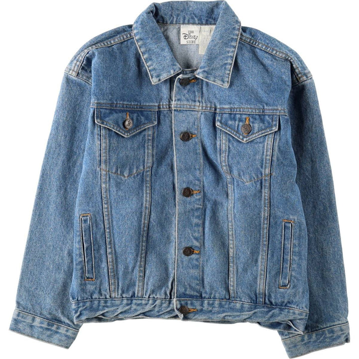 90'S Disney Character Denim Jacket (Women's Size L equivalent) Vintage cotton blue type Vintage Second Hand