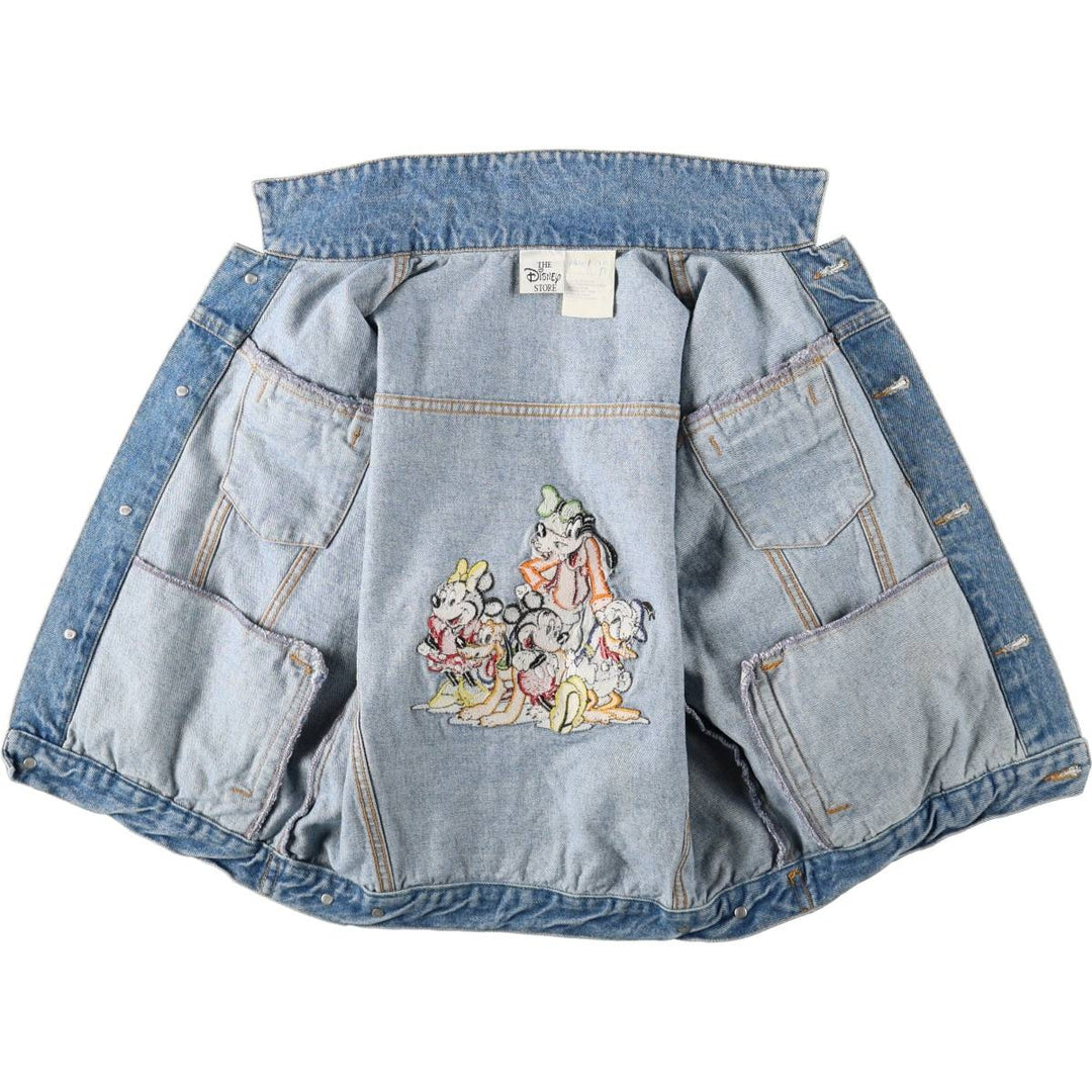 90'S Disney Character Denim Jacket (Women's Size L equivalent) Vintage cotton blue type Vintage Second Hand