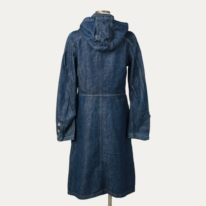 2000'S Levi's ENGINEERED JEANS Euro Model Hooded Denim Coat (Women's Size S) cotton navy blue type Vintage Second Hand
