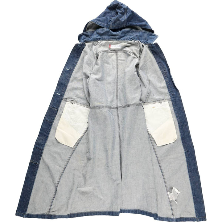 2000'S Levi's ENGINEERED JEANS Euro Model Hooded Denim Coat (Women's Size S) cotton navy blue type Vintage Second Hand