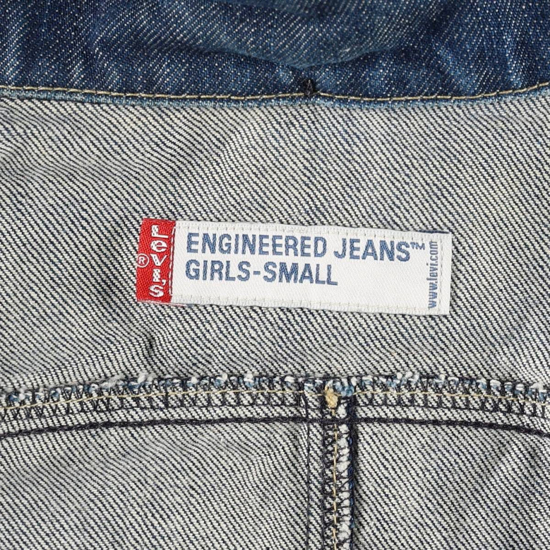 2000'S Levi's ENGINEERED JEANS Euro Model Hooded Denim Coat (Women's Size S) cotton navy blue type Vintage Second Hand