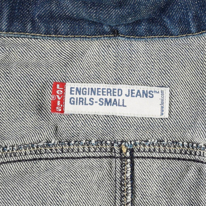 2000'S Levi's ENGINEERED JEANS Euro Model Hooded Denim Coat (Women's Size S) cotton navy blue type Vintage Second Hand