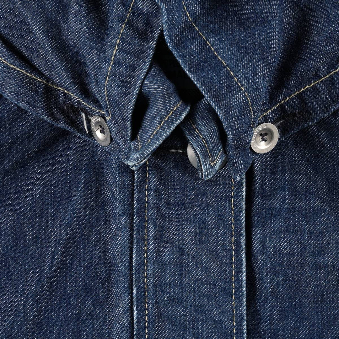 2000'S Levi's ENGINEERED JEANS Euro Model Hooded Denim Coat (Women's Size S) cotton navy blue type Vintage Second Hand