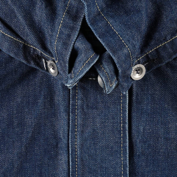 2000'S Levi's ENGINEERED JEANS Euro Model Hooded Denim Coat (Women's Size S) cotton navy blue type Vintage Second Hand