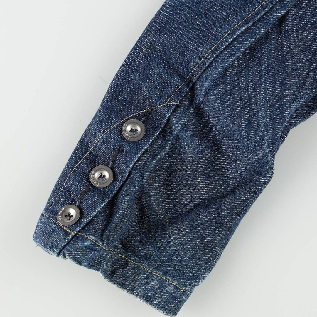 2000'S Levi's ENGINEERED JEANS Euro Model Hooded Denim Coat (Women's Size S) cotton navy blue type Vintage Second Hand