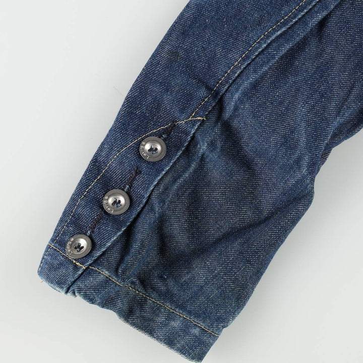 2000'S Levi's ENGINEERED JEANS Euro Model Hooded Denim Coat (Women's Size S) cotton navy blue type Vintage Second Hand