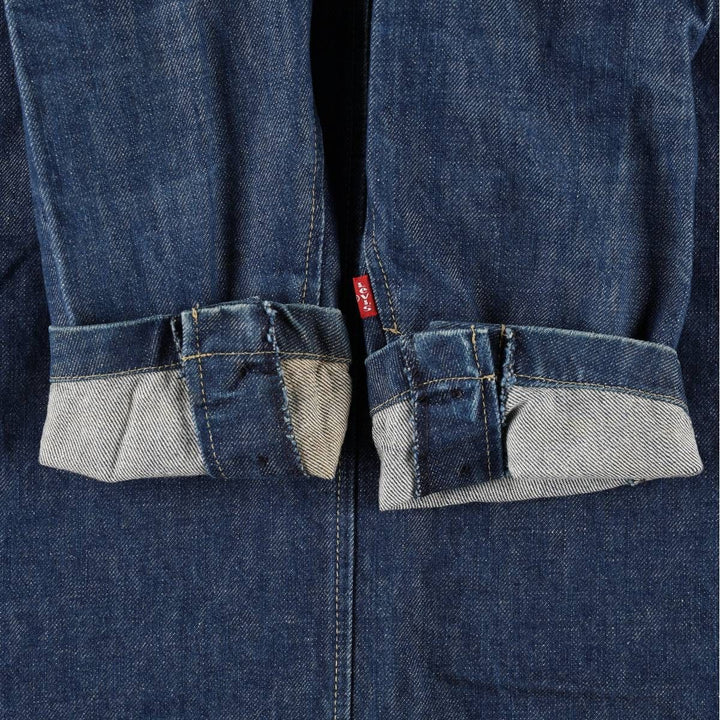 2000'S Levi's ENGINEERED JEANS Euro Model Hooded Denim Coat (Women's Size S) cotton navy blue type Vintage Second Hand