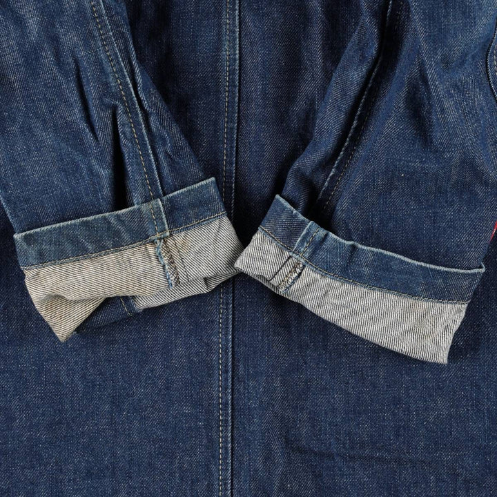 2000'S Levi's ENGINEERED JEANS Euro Model Hooded Denim Coat (Women's Size S) cotton navy blue type Vintage Second Hand
