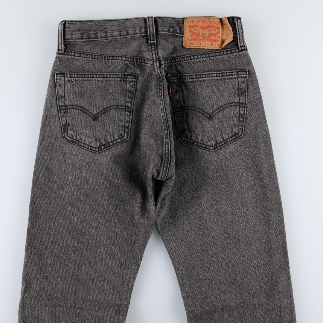 Levi's 501 '93 Black Denim Straight Leg Jeans, Women's Size L (equivalent to W28) cotton black type Vintage Second Hand