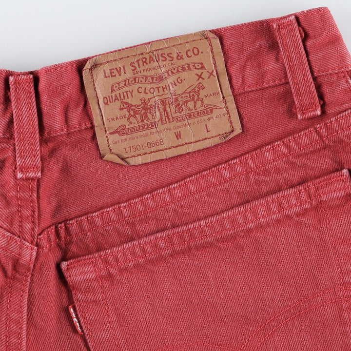 1990'S Levi's 17501-0668 Straight Denim Pants, Made in USA, Women's Size L (equivalent to W30), Vintage cotton red type Vintage Second Hand