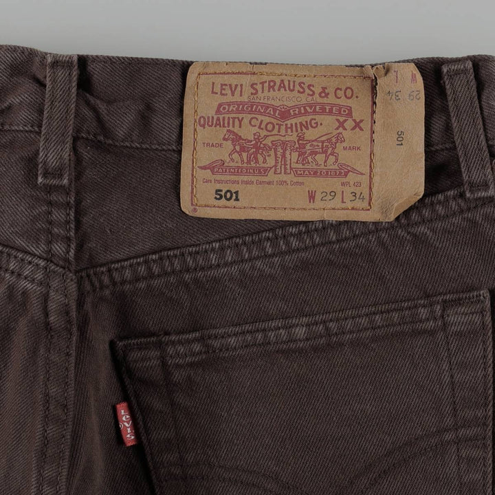 Levi's 501 Euro Model Straight Denim Pants, Women's Size L (W28 equivalent) cotton dark chocolate Vintage Second Hand