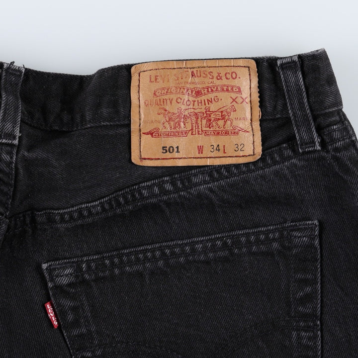 1990'S Levi's 06501-0659 Black Denim Straight Leg Jeans, Made in Canada, Women's XL (equivalent to W32), Vintage. cotton black type Vintage Second Hand