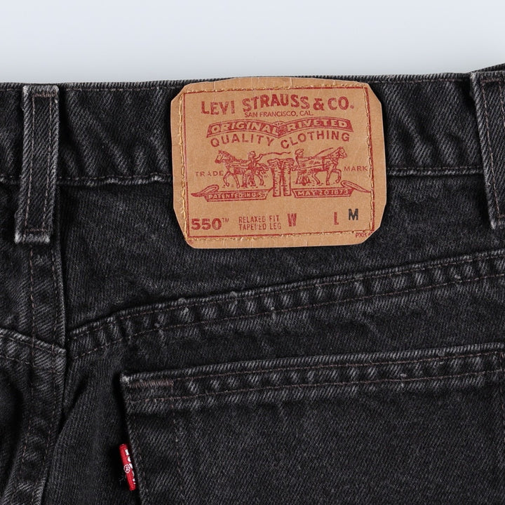 90'S Levi's 15551-0260 Relaxed Fit Tapered Leg Black Denim Tapered Denim Pants, Women's XL (W31 equivalent) cotton black type Vintage Second Hand