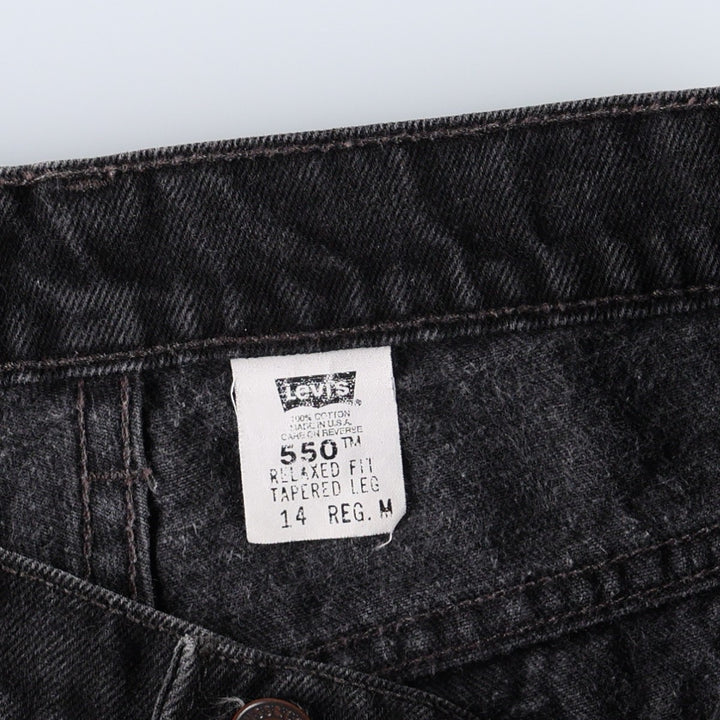 90'S Levi's 15551-0260 Relaxed Fit Tapered Leg Black Denim Tapered Denim Pants, Women's XL (W31 equivalent) cotton black type Vintage Second Hand