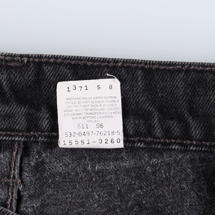 90'S Levi's 15551-0260 Relaxed Fit Tapered Leg Black Denim Tapered Denim Pants, Women's XL (W31 equivalent) cotton black type Vintage Second Hand