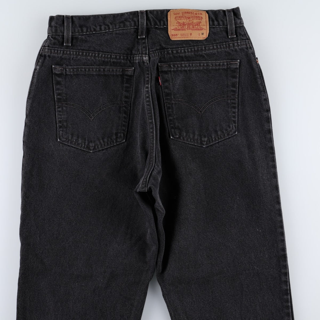 90'S Levi's 15551-0260 Relaxed Fit Tapered Leg Black Denim Tapered Denim Pants, Women's XL (W31 equivalent) cotton black type Vintage Second Hand
