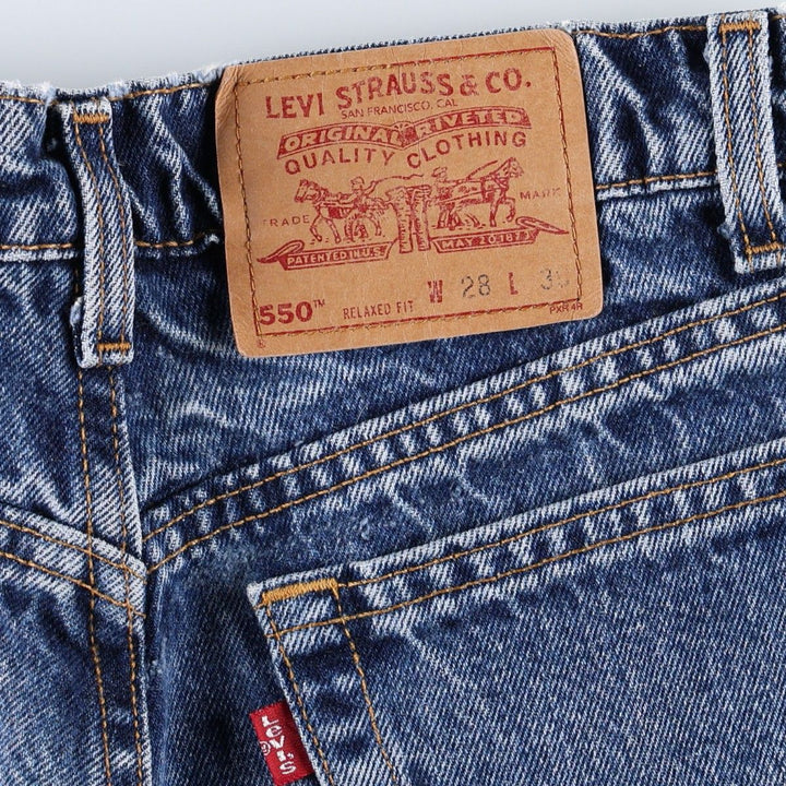 1990'S Levi's 550 Relaxed Fit Tapered Denim Pants, Made in USA, Women's Size L (equivalent to W27), Vintage. cotton blue type Vintage Second Hand