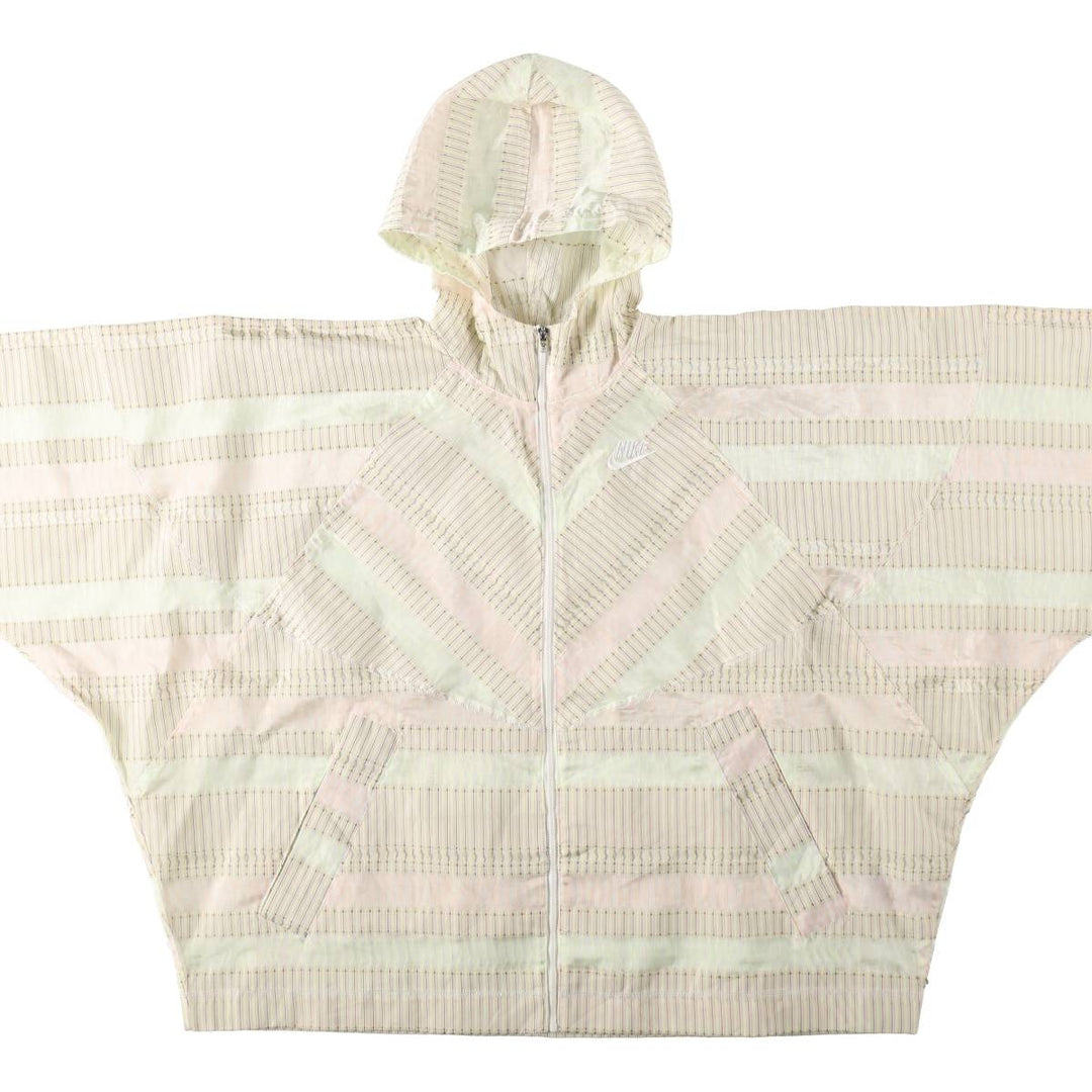 Nike Stripe Pattern Hooded Windbreaker, Women's Size XS (approx.) polyester white type Vintage Second Hand