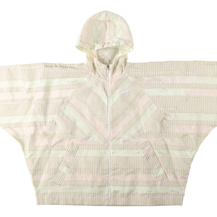 Nike Stripe Pattern Hooded Windbreaker, Women's Size XS (approx.) polyester white type Vintage Second Hand