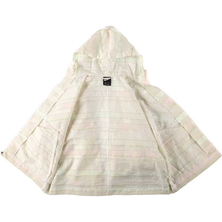 Nike Stripe Pattern Hooded Windbreaker, Women's Size XS (approx.) polyester white type Vintage Second Hand