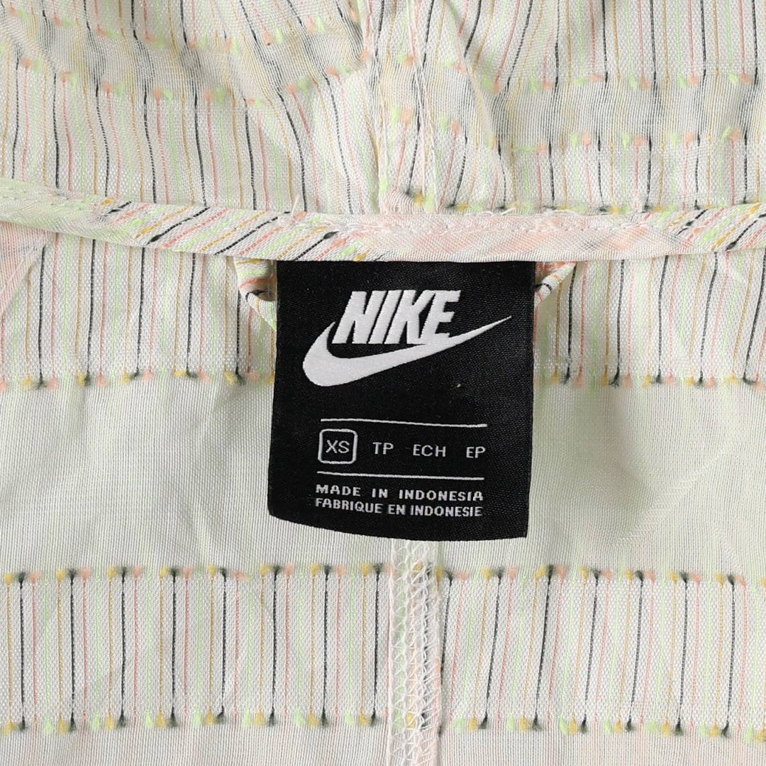 Nike Stripe Pattern Hooded Windbreaker, Women's Size XS (approx.) polyester white type Vintage Second Hand