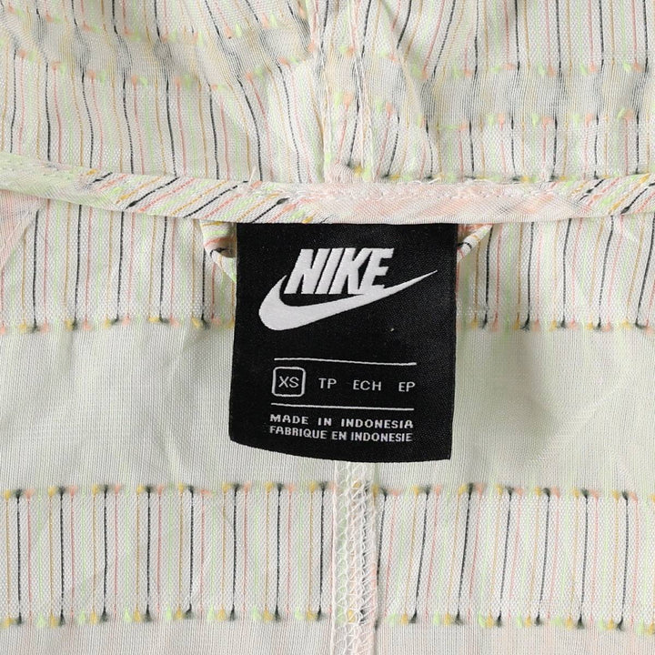 Nike Stripe Pattern Hooded Windbreaker, Women's Size XS (approx.) polyester white type Vintage Second Hand