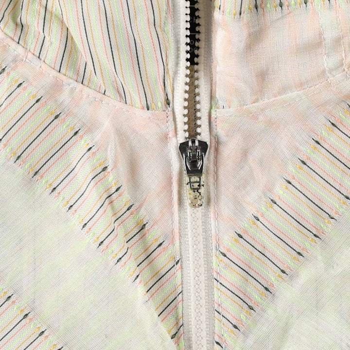 Nike Stripe Pattern Hooded Windbreaker, Women's Size XS (approx.) polyester white type Vintage Second Hand