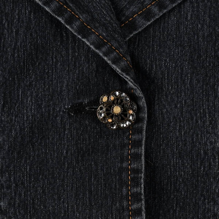 Pierre Cardin denim tailored jacket, women's size M (approx.) cotton navy blue type Vintage Second Hand