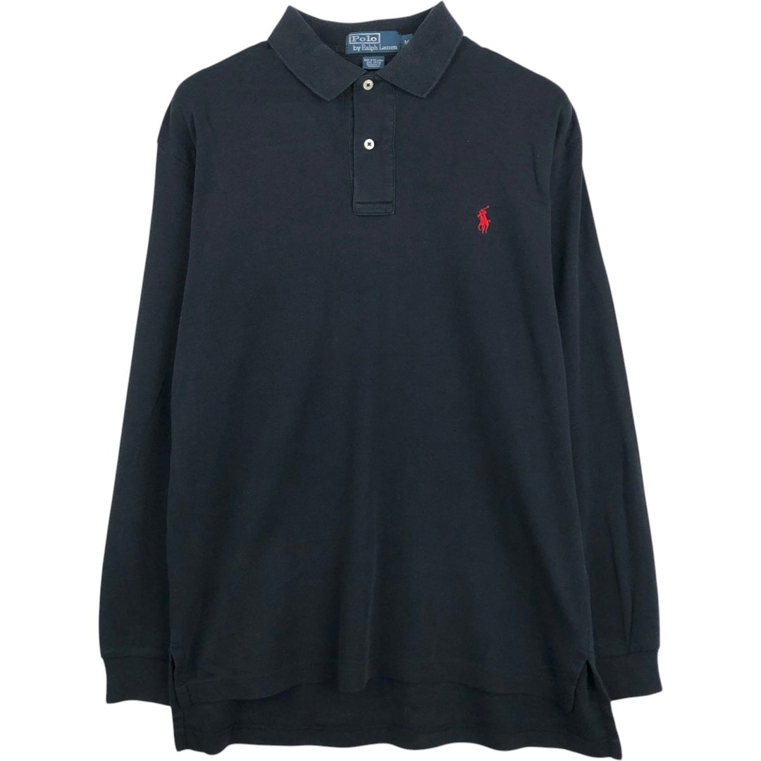 Ralph Lauren POLO by Ralph Lauren long sleeve polo shirt, men's size M cotton black type Vintage Second Hand