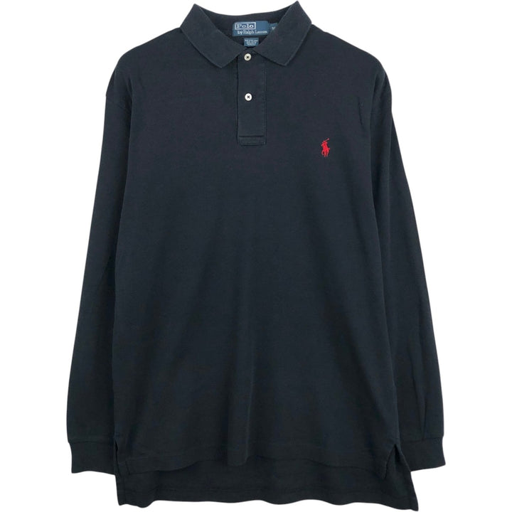 Ralph Lauren POLO by Ralph Lauren long sleeve polo shirt, men's size M cotton black type Vintage Second Hand