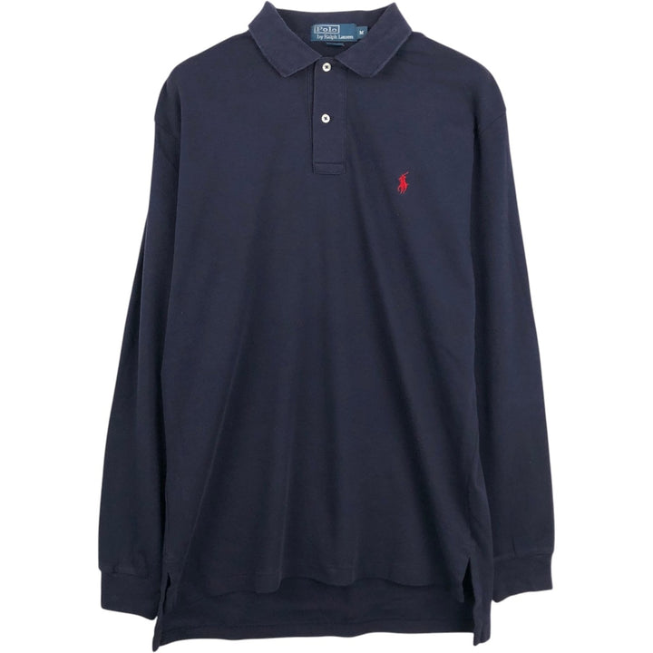 Ralph Lauren POLO by Ralph Lauren long sleeve polo shirt, men's size M cotton navy blue type Vintage Second Hand