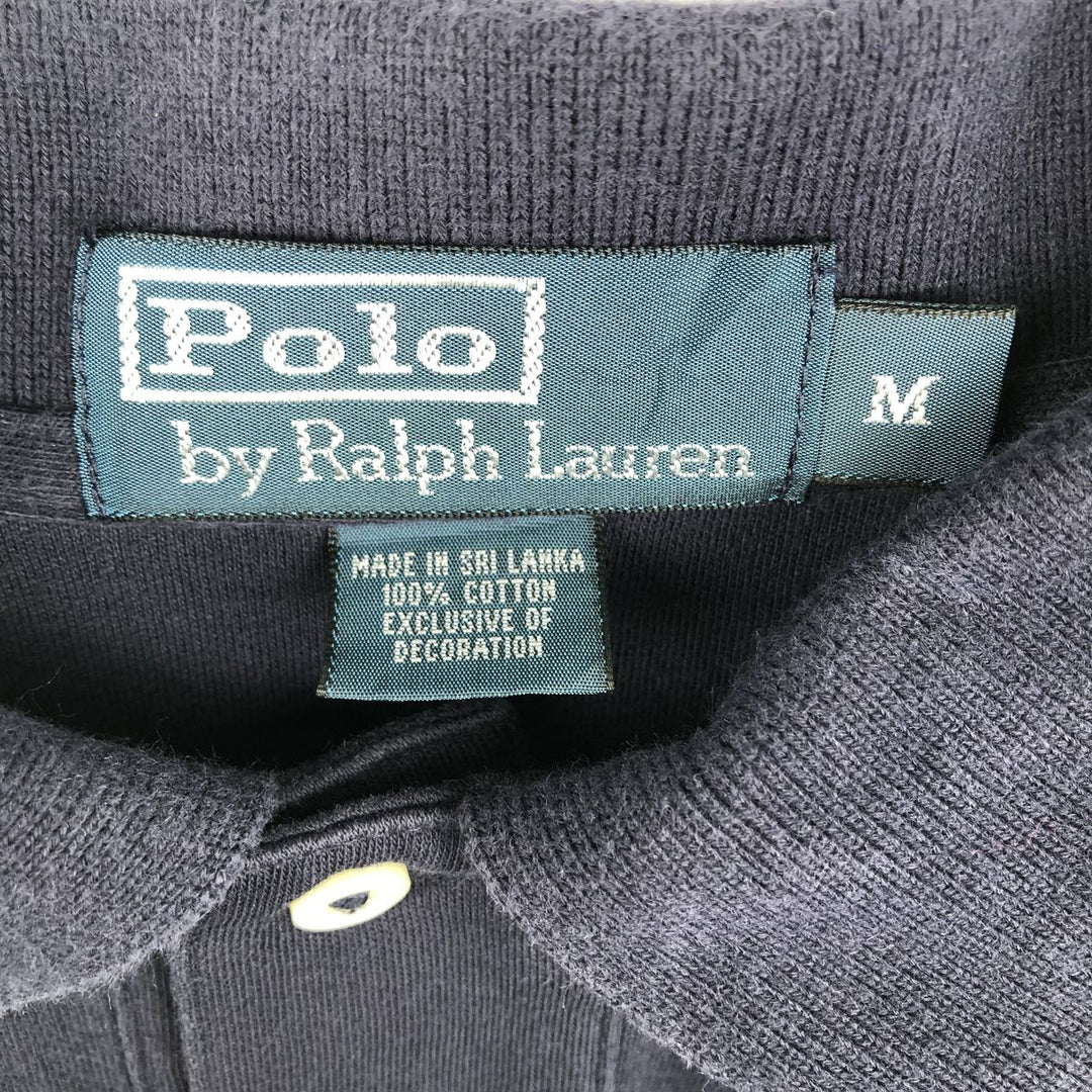Ralph Lauren POLO by Ralph Lauren long sleeve polo shirt, men's size M cotton navy blue type Vintage Second Hand