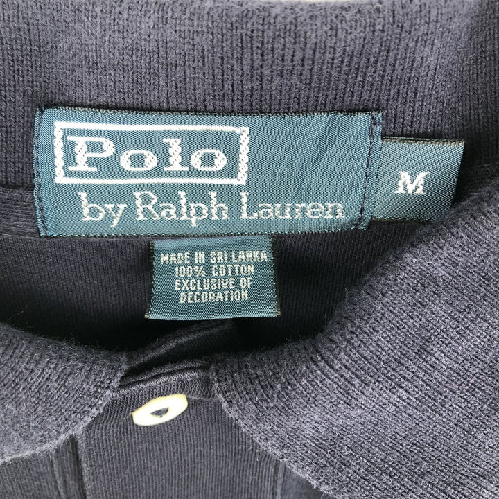Ralph Lauren POLO by Ralph Lauren long sleeve polo shirt, men's size M cotton navy blue type Vintage Second Hand