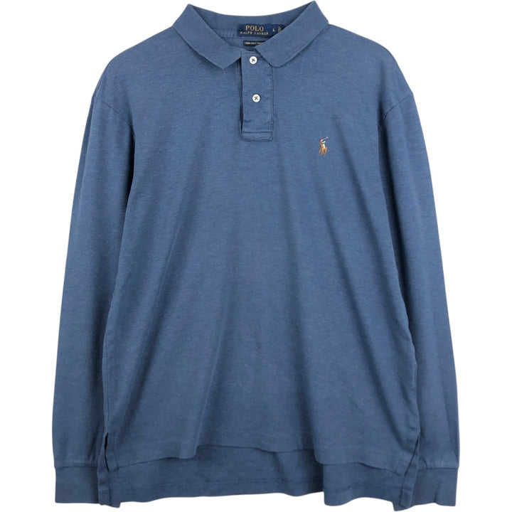 Ralph Lauren POLO RALPH LAUREN long-sleeved polo shirt, men's size L cotton Blue type light blue Vintage Second Hand