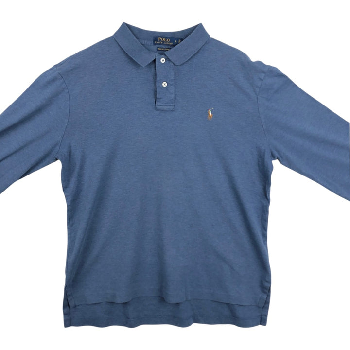 Ralph Lauren POLO RALPH LAUREN long-sleeved polo shirt, men's size L cotton Blue type light blue Vintage Second Hand