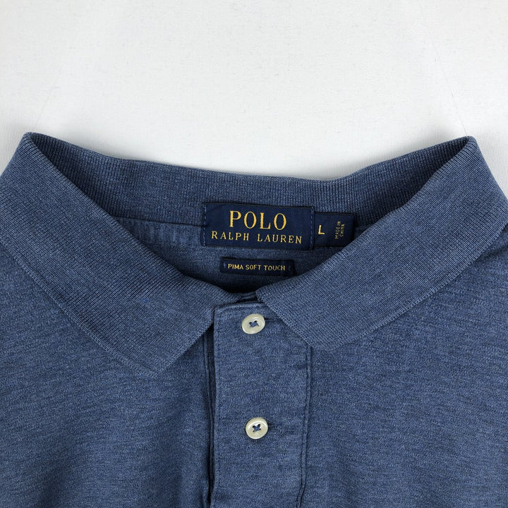 Ralph Lauren POLO RALPH LAUREN long-sleeved polo shirt, men's size L cotton Blue type light blue Vintage Second Hand