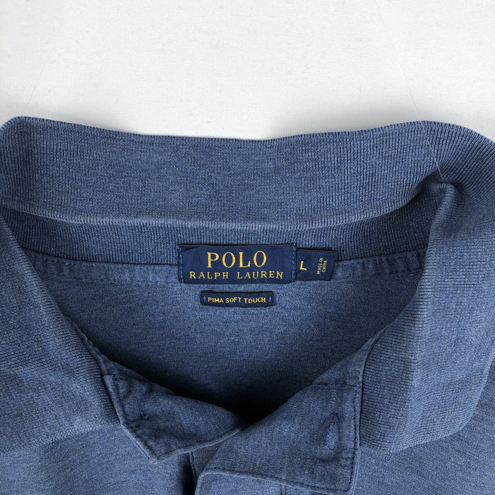 Ralph Lauren POLO RALPH LAUREN long-sleeved polo shirt, men's size L cotton Blue type light blue Vintage Second Hand