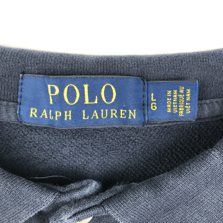 Ralph Lauren POLO RALPH LAUREN long-sleeved polo shirt, men's size L cotton navy blue type Vintage Second Hand