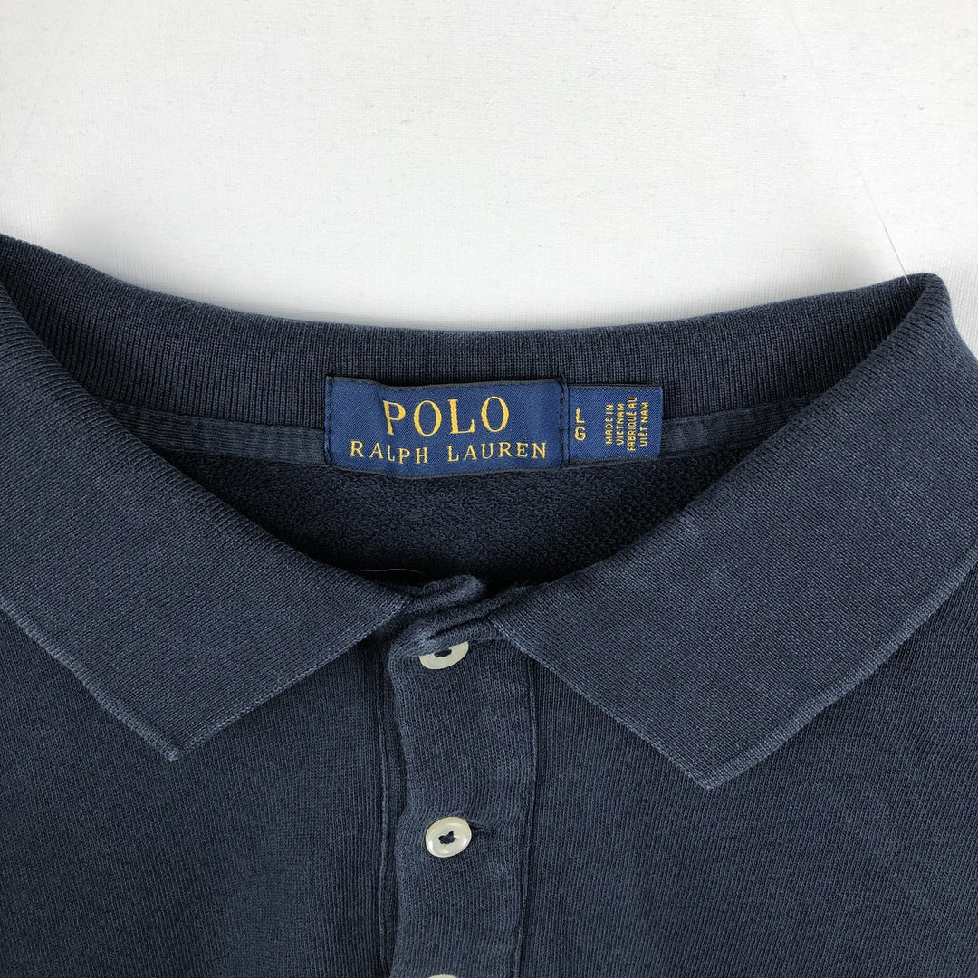 Ralph Lauren POLO RALPH LAUREN long-sleeved polo shirt, men's size L cotton navy blue type Vintage Second Hand