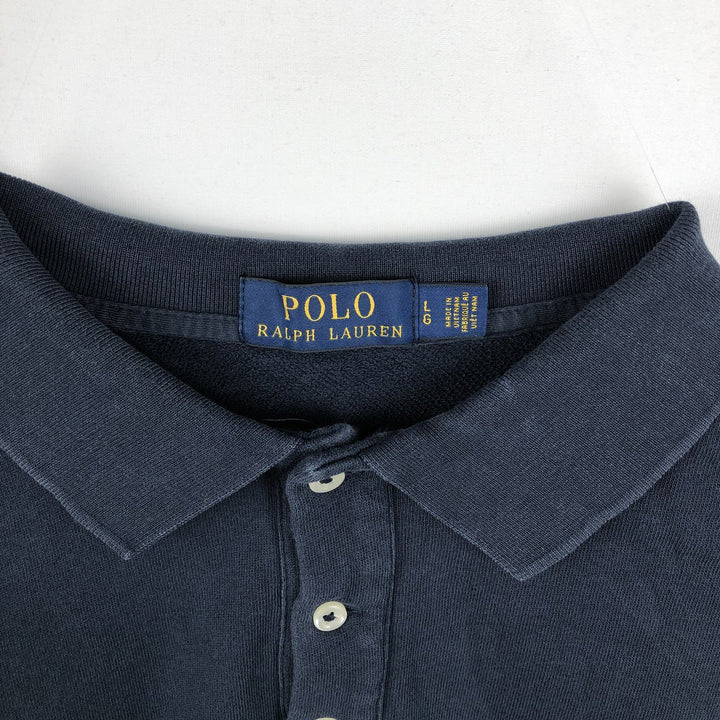 Ralph Lauren POLO RALPH LAUREN long-sleeved polo shirt, men's size L cotton navy blue type Vintage Second Hand