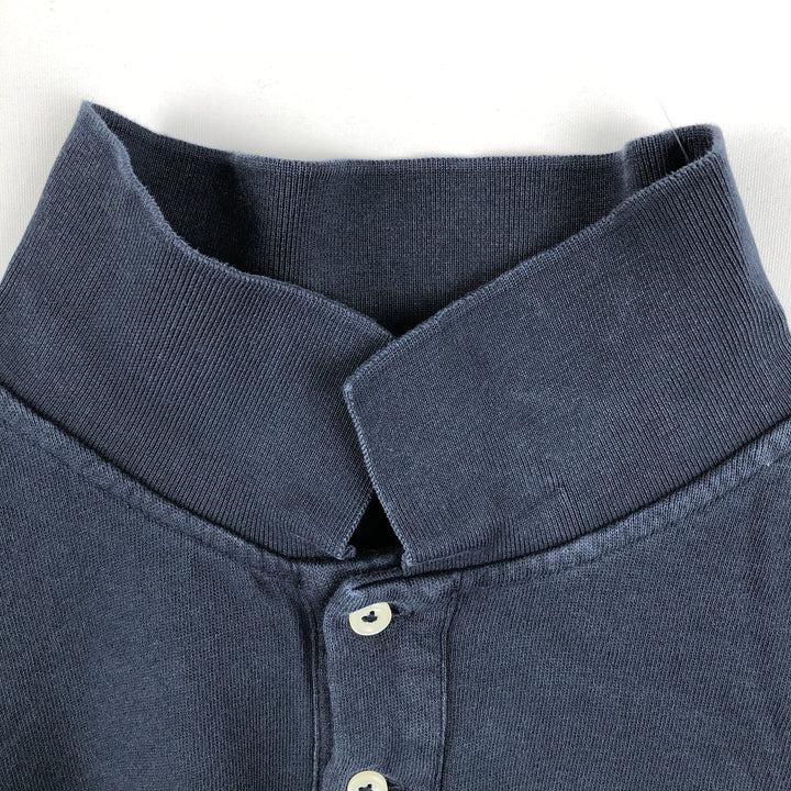 Ralph Lauren POLO RALPH LAUREN long-sleeved polo shirt, men's size L cotton navy blue type Vintage Second Hand