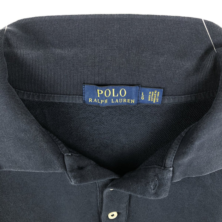 Ralph Lauren POLO RALPH LAUREN long-sleeved polo shirt, men's size L cotton navy blue type Vintage Second Hand