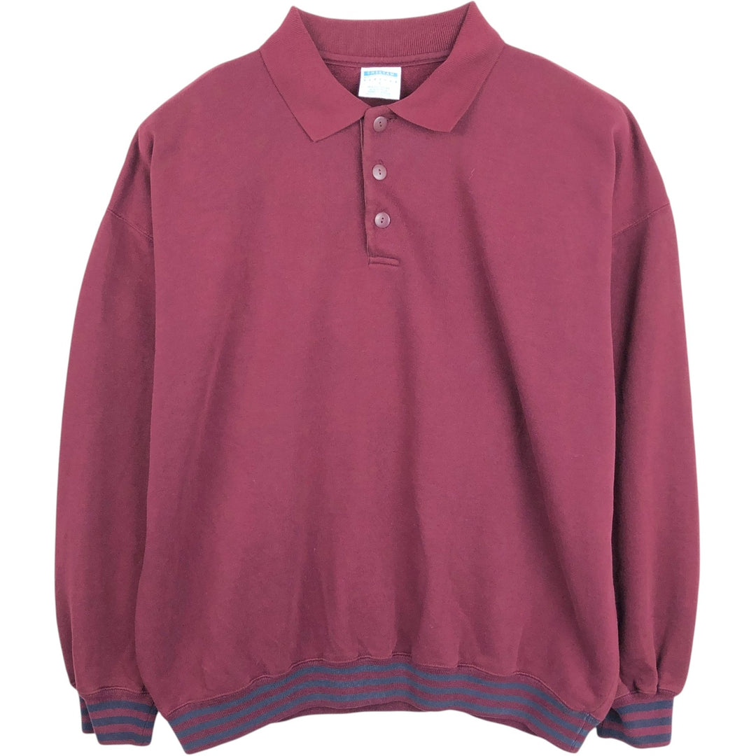 90'S CHEETAH Half-Button Sweatshirt, Men's Size L (Equivalent), Vintage polyester Red type red-purple Vintage Second Hand