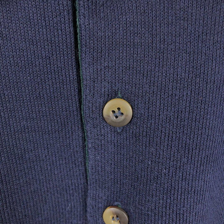 LEISUREWEAR Half-Button Sweatshirt (Men's Size XL) cotton navy blue type Vintage Second Hand