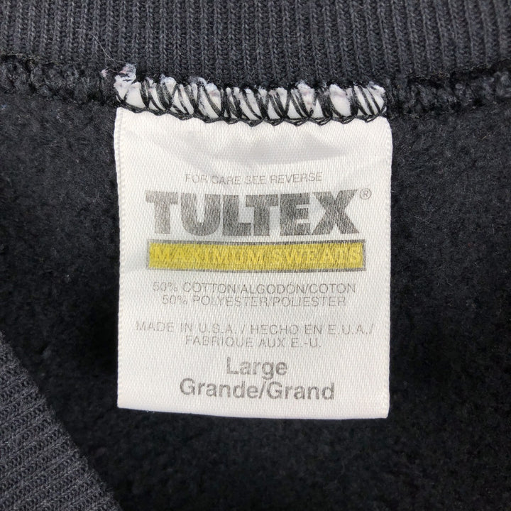90'S TULTEX plain blank sweatshirt, made in USA, men's size L, vintage cotton black type Vintage Second Hand