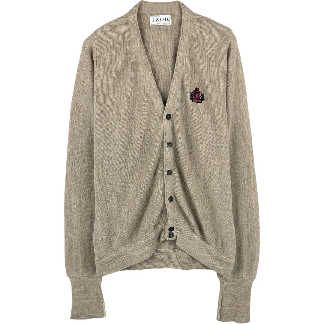 90'S IZOD Acrylic Knit Cardigan, Made in USA, Men's Size S (Equivalent), Vintage acrylic Khaki type Vintage Second Hand