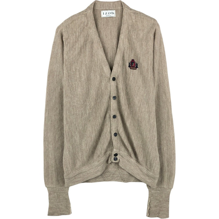 90'S IZOD Acrylic Knit Cardigan, Made in USA, Men's Size S (Equivalent), Vintage acrylic Khaki type Vintage Second Hand