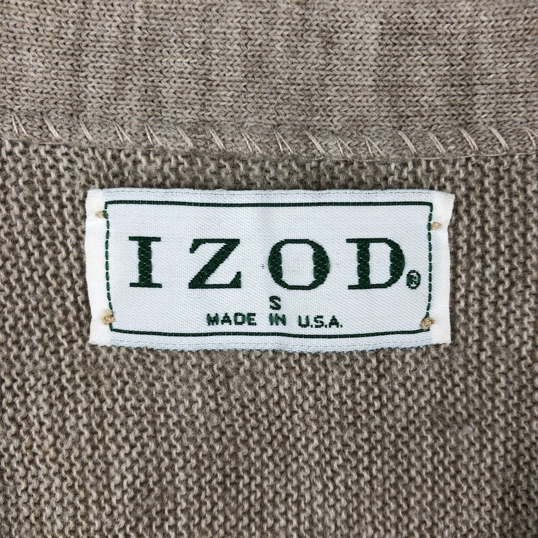 90'S IZOD Acrylic Knit Cardigan, Made in USA, Men's Size S (Equivalent), Vintage acrylic Khaki type Vintage Second Hand