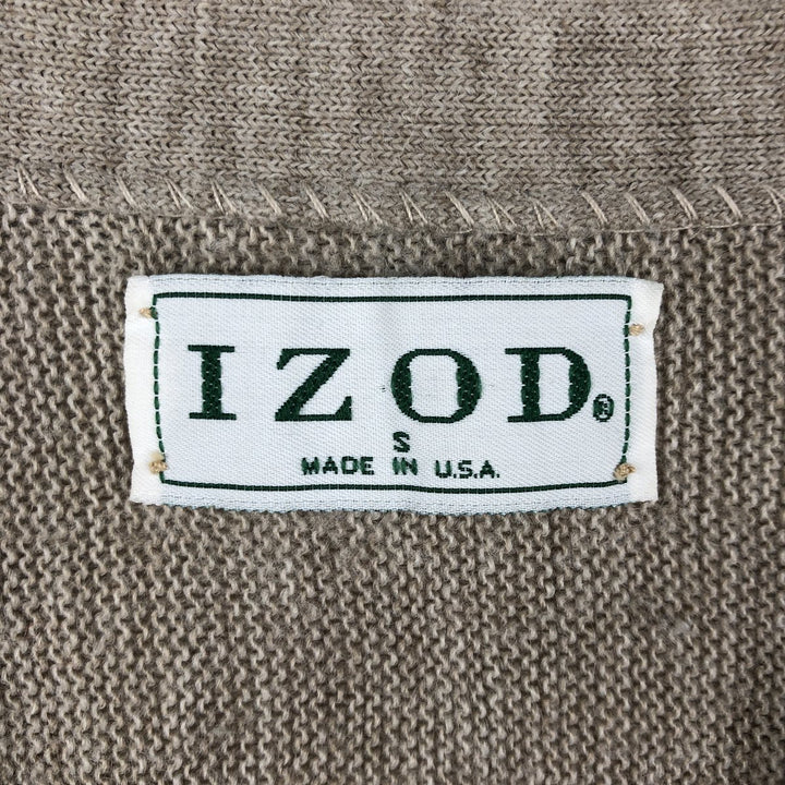 90'S IZOD Acrylic Knit Cardigan, Made in USA, Men's Size S (Equivalent), Vintage acrylic Khaki type Vintage Second Hand